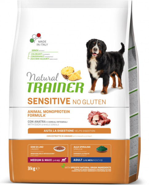 Trainer Natural Sensitive No gluten Adult Medium/Maxi kachna 3kg