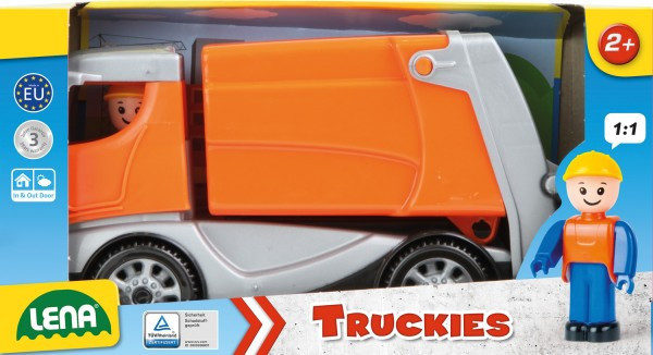 Śmieciarki Auto Truckies plastikowe 25cm z figurką w pudełku 24m+