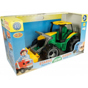 Traktor z łyżką plastikową zielono-żółtą 65cm w pudełku od 3 lat