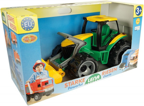 Traktor z łyżką plastikową zielono-żółtą 65cm w pudełku od 3 lat