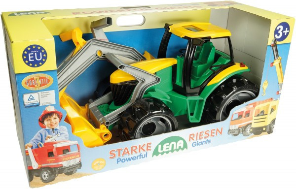 Ciągnik z łyżką i koparką plastik zielono-żółty 65cm w pudełku od 3 lat