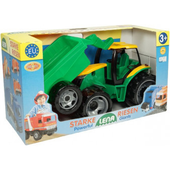 Traktor plast bez lyžice a bagru s vozíkom v krabici 71x35x29cm