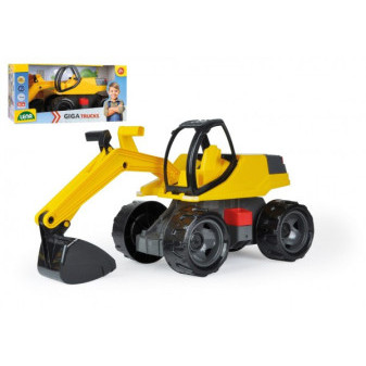 Bagr žlutočerný Giga Trucks plast 80cm v krabici 70x35x29cm