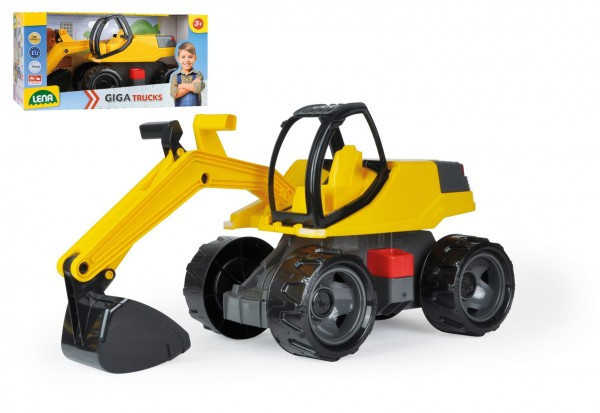 Bagr žlutočerný Giga Trucks plast 80cm v krabici 70x35x29cm