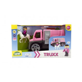 Transport samochodowy Truxx koni z figurkami plastikowymi 26cm w skrzyni 39x22x16cm 24m+