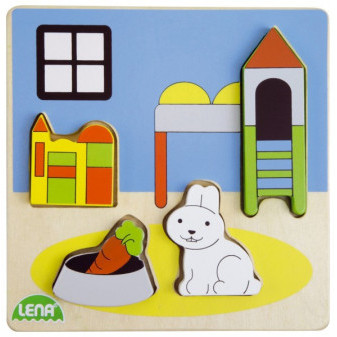 Vkládačka/Puzzle deskové obrysové dřevěné dětský pokoj v krabičce 14x20x2cm 18m+