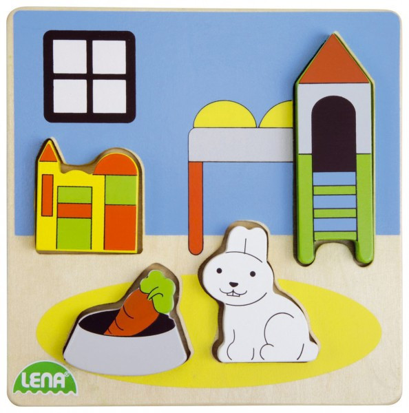 Vkládačka/Puzzle deskové obrysové dřevěné dětský pokoj v krabičce 14x20x2cm 18m+