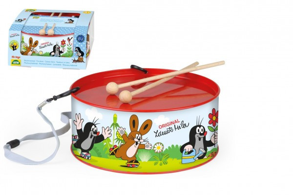 Bubínek Krtek plech 20cm s paličkami bez popruhu v krabici 21x10x21cm