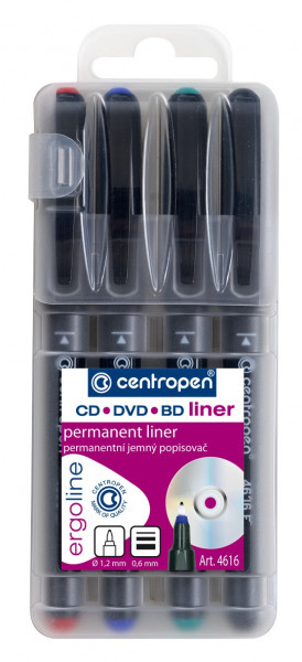 Popisovač Centropen 4616 na CD/DVD sada 4ks šírka 0,6mm