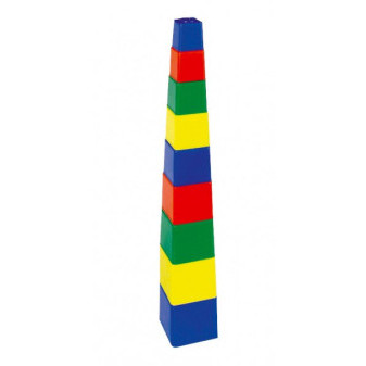 Kubus pyramida skládanka hranatá plast 4 barvy 9x9x9cm 12m+