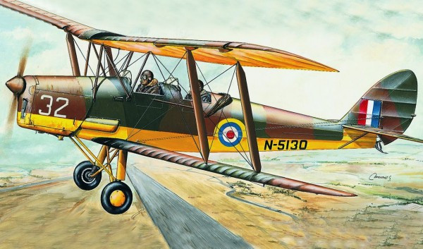 Model D.H.82 Tiger Moth 15,4x19cm v krabici 31x13,5x3,5cm