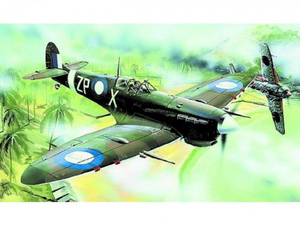 Model Supermarine Spitfire MK.VC 12,8x15,3cm v krabici 25x14,5x4,5cm