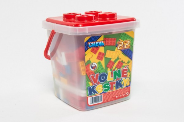 Stavebnice Cheva 22 Volné kostky plast 17x22x17cm 242ks v kbelíku