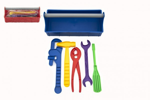 Zestaw narzędzi w plastikowej szafce 24x9,5x11cm 2 kolory w siatce