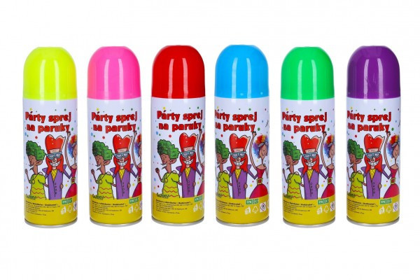 Sprej farebný na parochne zmývateľný 17cm 140 ml 6 farieb karneval