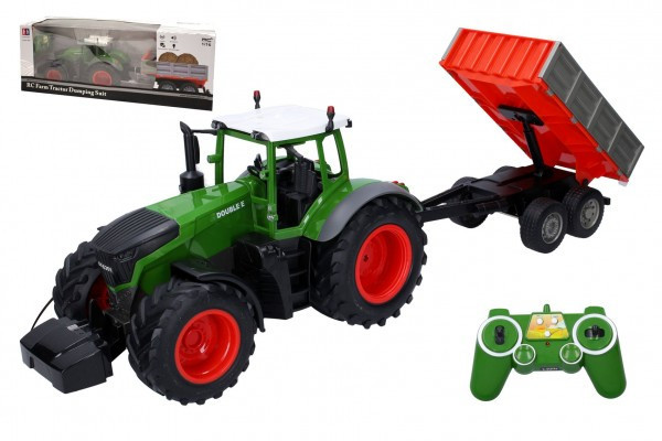 Traktor s vlekom RC plast 70cm 2,4 GHz + dôb. pack na bat. so svetlom so zvukom v krab. 74x28x19c
