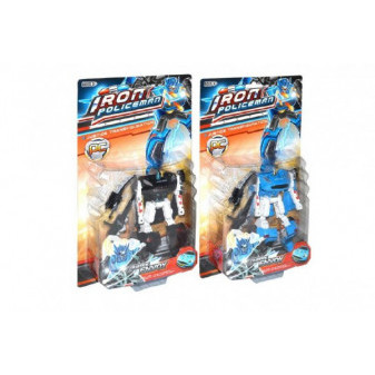 Transformer auto/robot policie plast 18 cm asst 2 barvy na kartě
