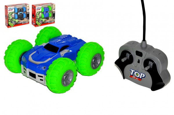 Auto RC Tornádo kaskadérské otáčecí plast 15cm 24MHz se světlem na bat. 2 barvy v krabici 28x26x