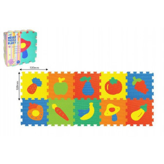 Pěnové puzzle Ovoce Zelenina 32x32cm 2 druhy 10ks v sáčku