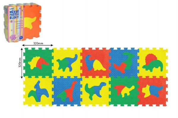 Pěnové puzzle Dinosauři 32x32cm 10ks v sáčku