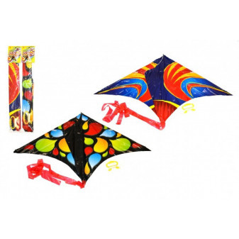 Drak létající plast 61x114cm barevný 2 druhy v sáčku 10x60cm