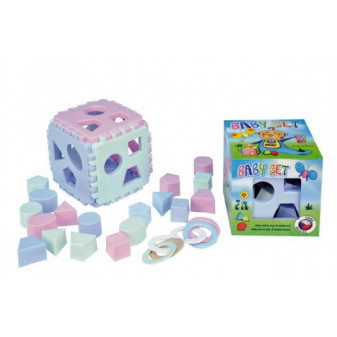 Baby set vkládací kostka Mimi+kousací kroužky v krabičce 13x13cm 6m+