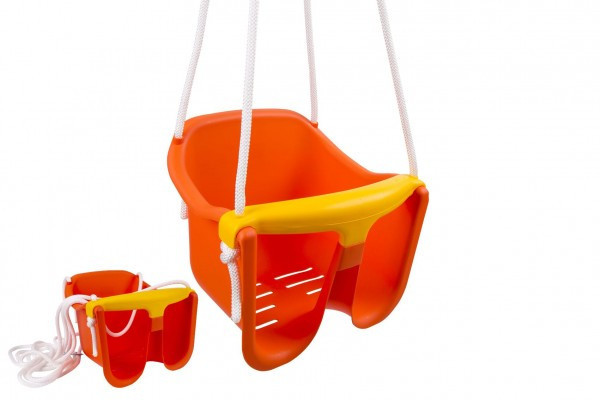 Houpačka Baby oranžová plast 33x24x28cm nosnost 25kg v síťce 12m+