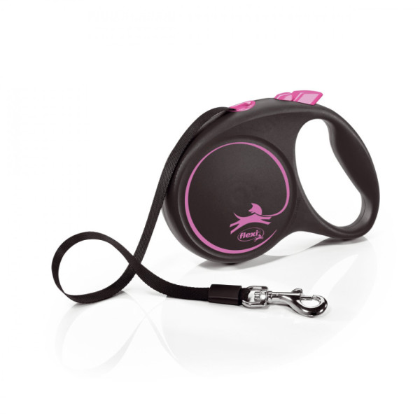 Flexi New Black Design L páska 5m/50 kg ruzove