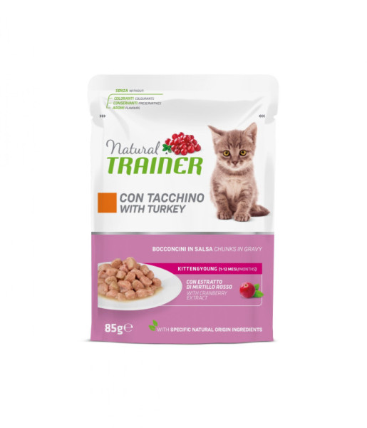 Kapsička Trainer Natural  CAT KITTEN&YOUNG krocan  85g