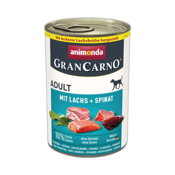 Animonda GranCarno Adult karma w puszkach dla psów z łososiem i szpinakiem 400g