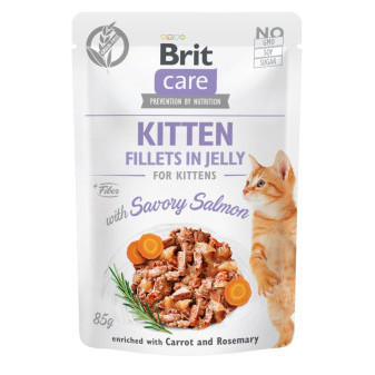 Kapsička Brit Care Cat Kitten. Filety v Jelly with Savory Salmon 85 g