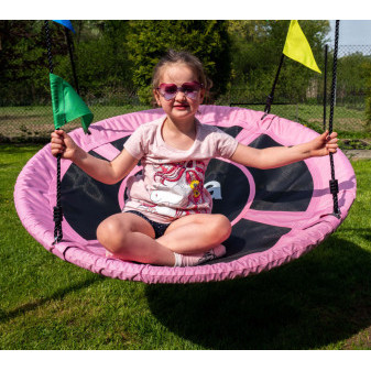 Aga Závěsný houpací kruh 120 cm Růžový s vlajkami