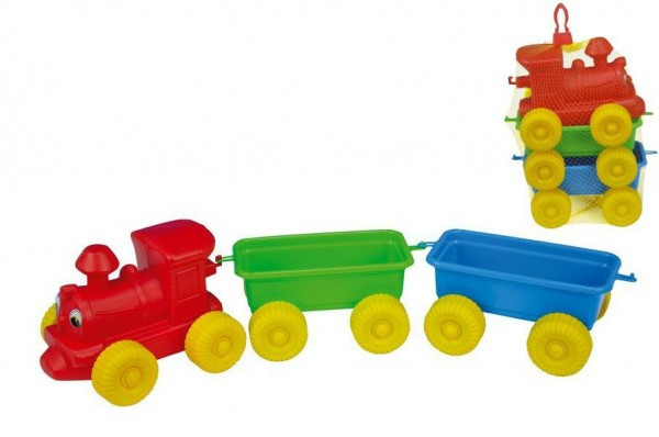 Pociąg + 2 wagony plastikowe 60cm w siatce