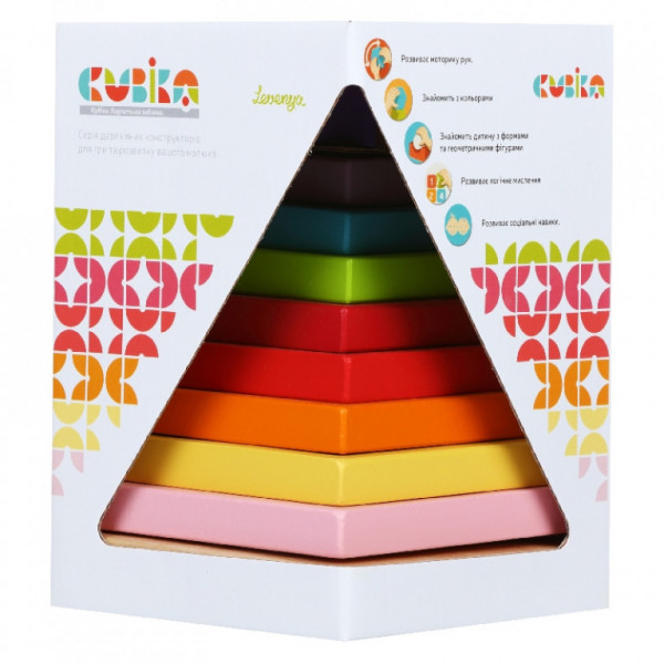 Piramida kolorowa CUBIKA - puzzle drewniane 9 części