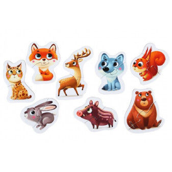 Lesní zvířátka - naučné puzzle 8 zvířátek - 16 dílů