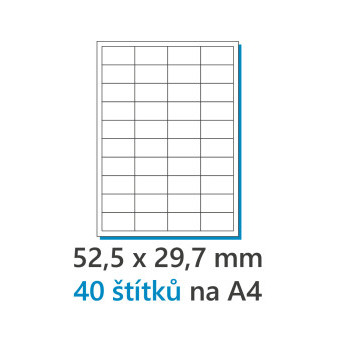 Etiketa 52,5x29,7mm/100ks, A4 biela, Labels 1/40