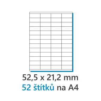 Etiketa 52,5x21,2mm/100ks, A4 biela, Labels 1/52