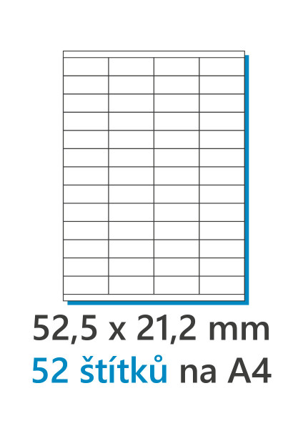 Etiketa 52,5x21,2mm/100ks, A4 biela, Labels 1/52