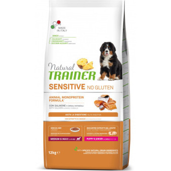 Trainer Natural Sensitive No Gluten Puppy&Jun Medium/Maxi losos 12kg