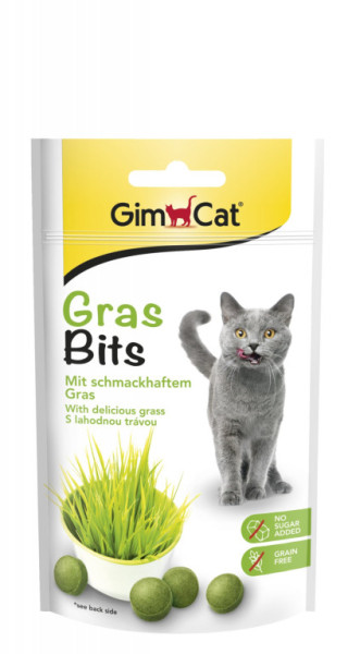 GIMCAT GRAS BITS tabletky s kočičí trávou 40g