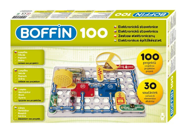 Stavebnice Boffin 100 elektronická 100 projektů na baterie 38x25x5cm