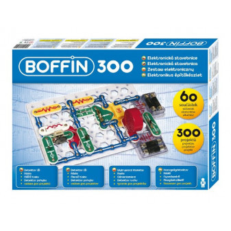 Stavebnice Boffin 300 elektronická 300 projektů na baterie 60ks v krabici 48x34x5cm