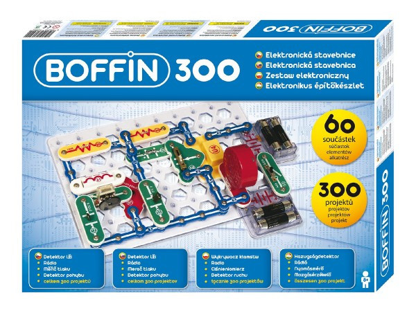Stavebnica Boffin 300 elektronická 300 projektov na batérie 60ks v krabici 48x34x5cm