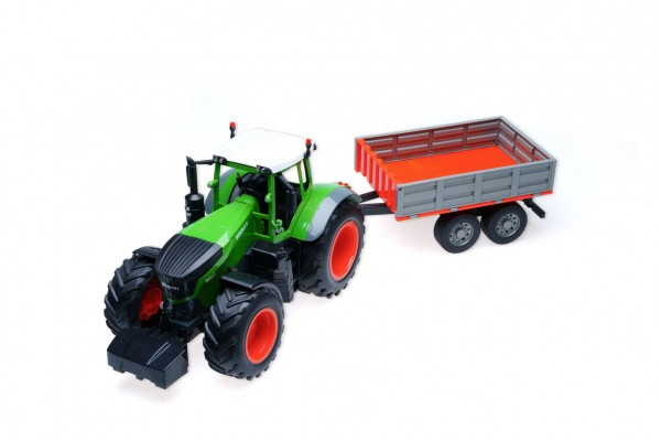 Traktor 68cm so sklápacím valníkom na diaľk. ovládanie s dobíja. packom so svetlom so zvukom v krab