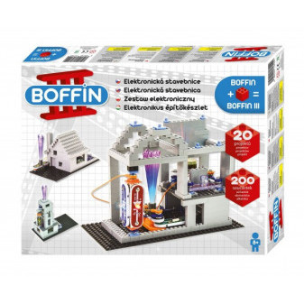 Stavebnice Boffin III + kostky elektronická 20 projektů na baterie 200ks v krabici 39x30x6cm