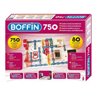Stavebnica Boffin 750 elektronická 750 projektov na batérie 80ks v krabici 52x40x8cm