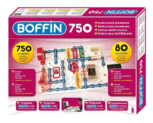 Stavebnice Boffin 750 elektronická 750 projektů na baterie 52x40x8cm