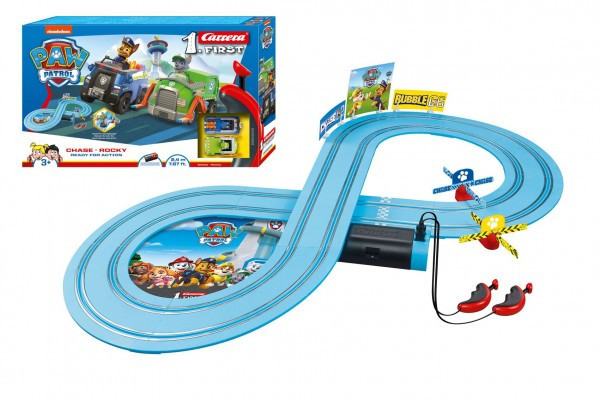 Autodráha Carrera First Paw Patrol/Tlapková Patrola 2,4m plast +2 auta na bat. v krabici 50x30x7