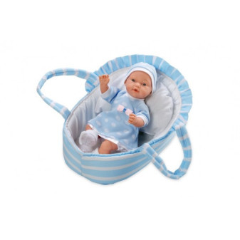 Panenka/miminko Arias vonící měkké tělo 28cm modré v tašce na baterie v sáčku