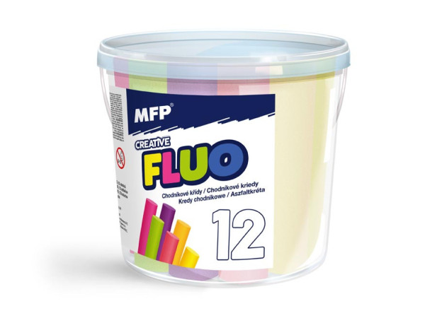 Křídy M chodníkové fluo kulaté 12 ks mix barev - kyblík